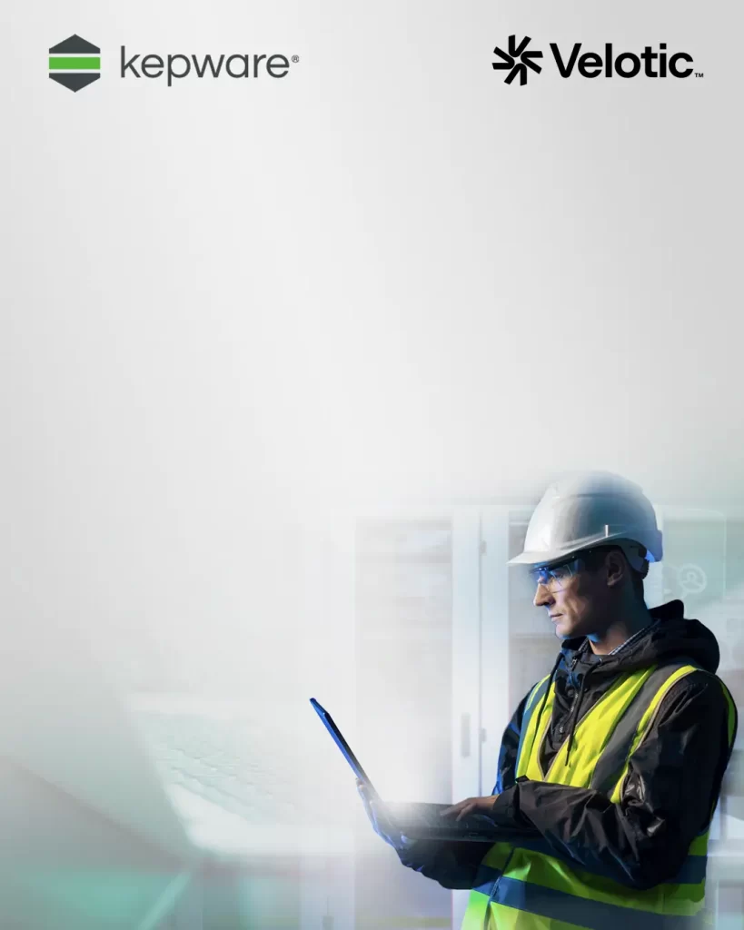 Engineer using Velotic Kepware for industrial connectivity and OT to IT data integration.