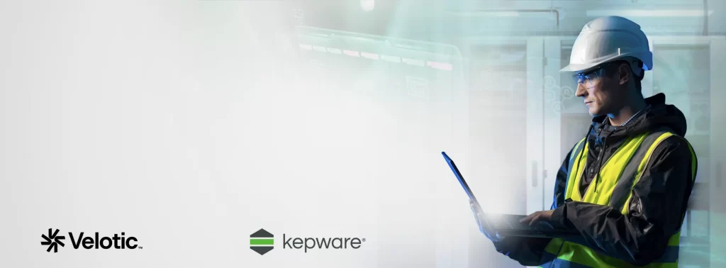Engineer using Velotic Kepware for industrial connectivity and OT to IT data integration.